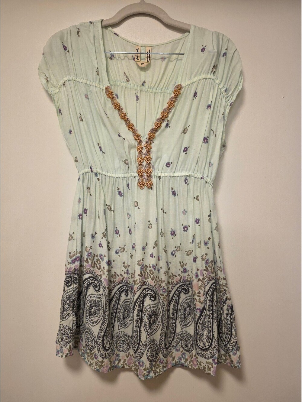 Free People Light blue top with beading